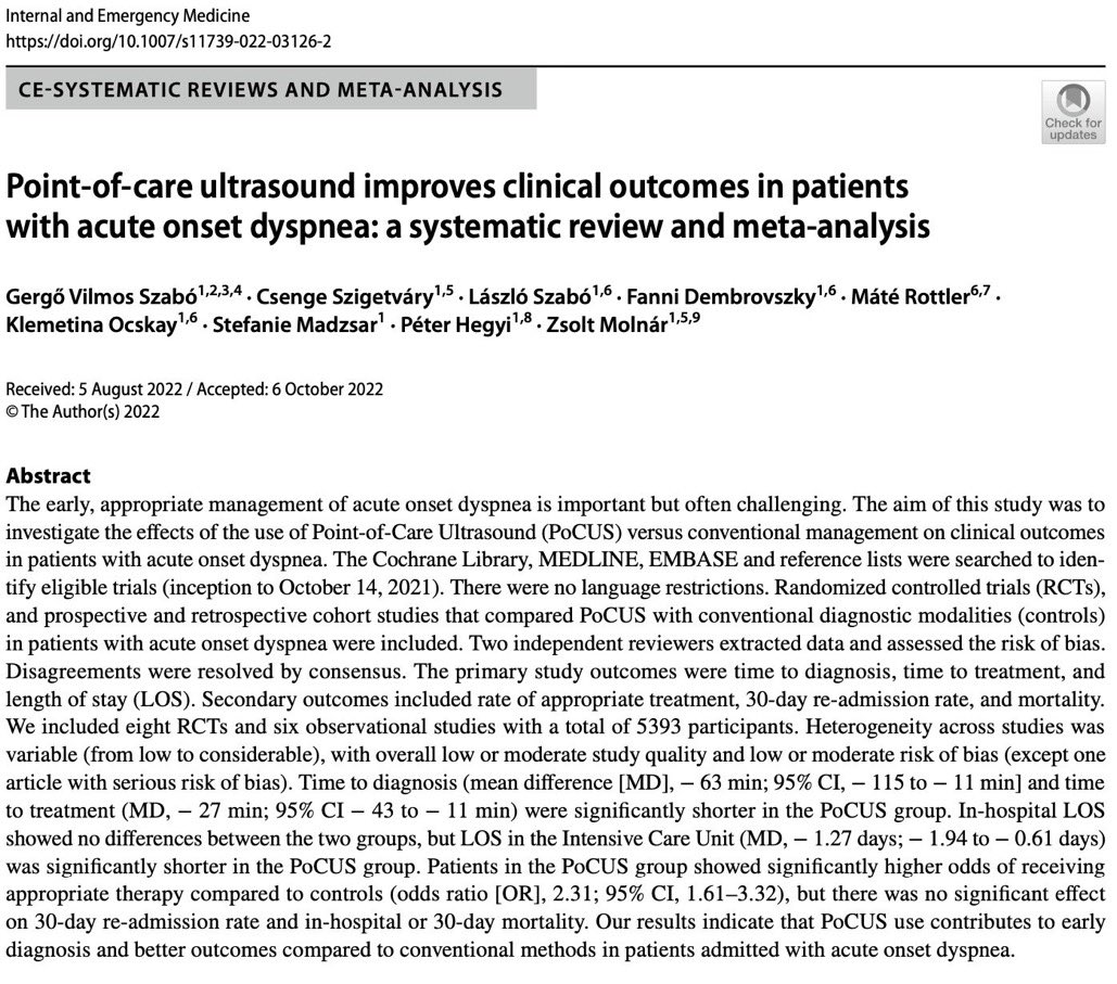 drshahrul80's tweet photo. “#PoCUS improves clinical outcomes in patients with acute onset dyspnea: a systematic review and meta‐analysis.” #FOAMus #FOAMem #FOAMed #FOAMcc #EMCCM #MedEd #Echofirst #FOAMrad #SystemicReview #MetaANALYSIS 
🔗 https://t.co/rne3gj3ALz https://t.co/zWQTWj0y2G