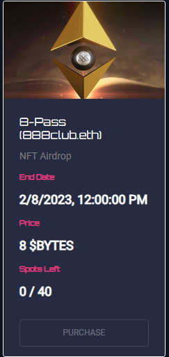 Congrats to all the NEW 888club.eth MEMBERS 🥂
8-Pass Listings on the <a href="/NeoTokyoCode/">NEO TOKYO</a> Marketplace have sold out, again! 
Many thanks to <a href="/Chr0nicle_eth/">Chr0nicle</a> &amp; <a href="/bored_cashier/">MsMoon.eth</a> for making this happen 🎱🎱🎱🎯🚀