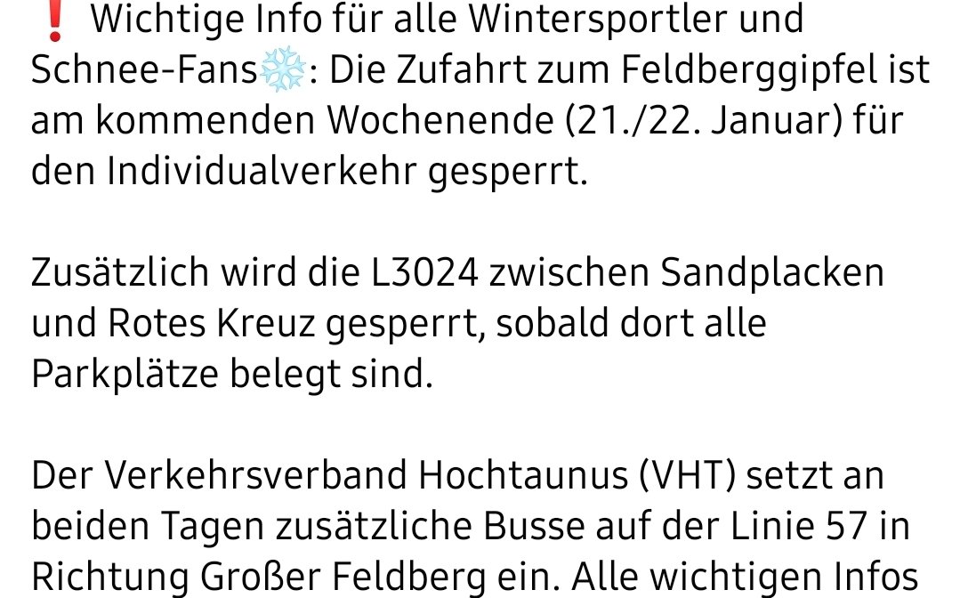 ACHTUNG! Es wird die erste zusätzliche Sperrung, schon ab den Roten Kreuz, für das Wochenende angekündigt. #Feldberg #Taunus #Schmitten #Frankfurt #Wiesbaden #Hessen #Winter #Wetter #Schnee
