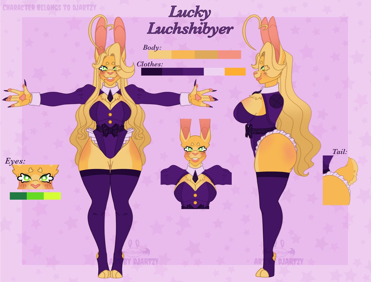 🍯|𝓗𝓸𝓷𝓮𝔂 𝓑𝓾𝓷𝓷𝔂|🐰
_
_
Lucky's Ref is finally complete!! More info on her will be in thread below 🧵
_
_
#FNAF #SpringBonnie #fnafoc #fnafspringbonnie #fivenightsatfreddys #art #ArtistOnTwitter #artists #ocart #characterdesign #digitalart #DigitalArtist