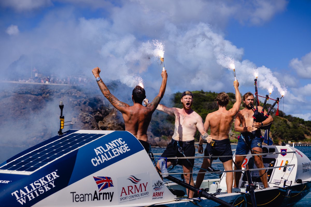 toughestrow's tweet photo. 🇬🇧 The Atlantic Guardsmen have crossed the finish line in a time of 39 days, 2 hours and 59 minutes!

Today on Friday 20th January, at 10:36 local Antigua time, Max Lawrence, William Botes, James Tate &amp; Roland Walker completed #TWAC2022 - the World’s Toughest Row! 👏 https://t.co/JqpcylMe4q