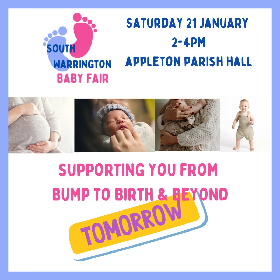 📣 Happening tomorrow! The #southwarringtonbabyfair. Chat with lots of local businesses for new & expectant parents all under one roof. FREE ENTRY. Tea & cake stall to keep you refreshed after all that chatting! 2-4pm #Appleton Parish Hall. Dudlow Green Rd. #Warrington