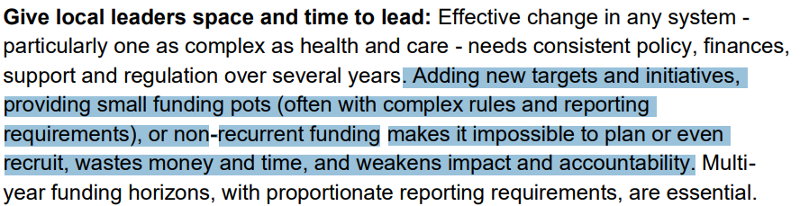 Davewwest's tweet photo. Impressed with this blasting of knee-jerk short term central interventions from Patricia Hewitt, issued just ten days after the latest £200m, dolloped out by government in the middle of winter to cover a few weeks of care, with daily reporting  

https://t.co/hfoI9NwLJg https://t.co/w4sPp2v1Tv