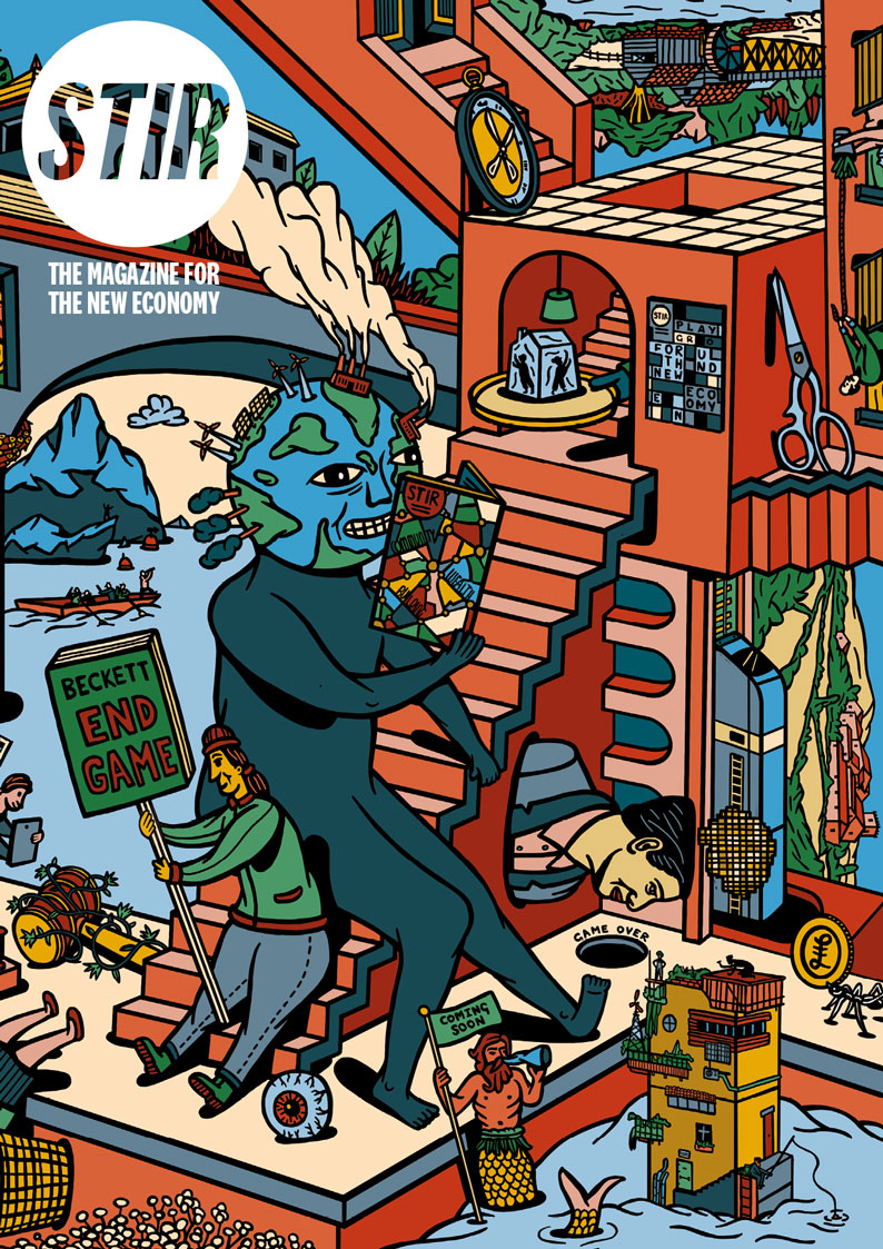 StirToAction's tweet photo. STIR Winter Issue is out now! For our 10th anniversary issue, we commissioned special wraparound cover artwork from the talented Phil Wrigglesworth. 
Order your copy here: https://t.co/mPPO1LFvQa https://t.co/Wk7csEjPMB