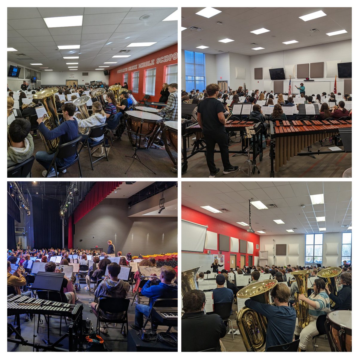 Blaze Band students rehearsing with the Mid-State Honor Bands!