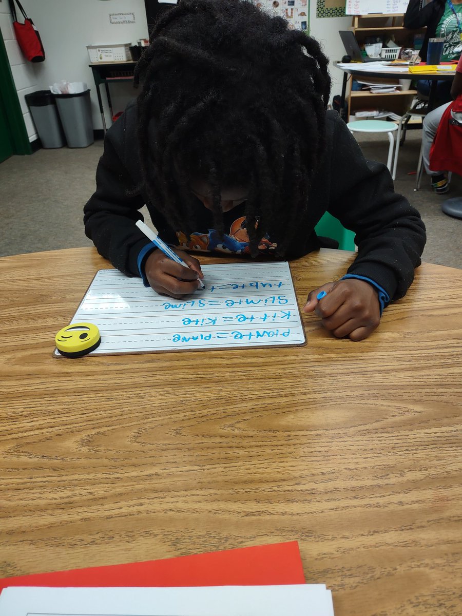 Magic e math. Adding and subtracting a silent e. "Mrs. Davis, this is the first time I did math with letters!" <a href="/HumbleISD_TE/">Timbers Elementary</a>