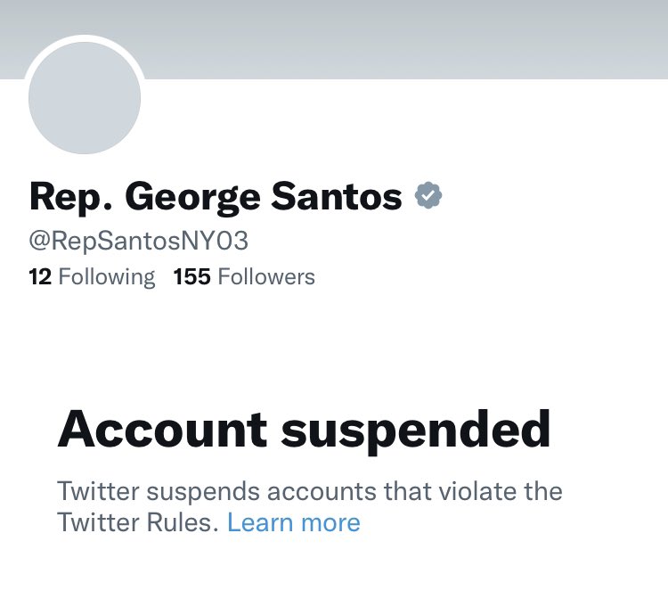 Read more about the article BREAKING: Congressman George Santos (@RepSantosNY03) has been Suspended from Twi