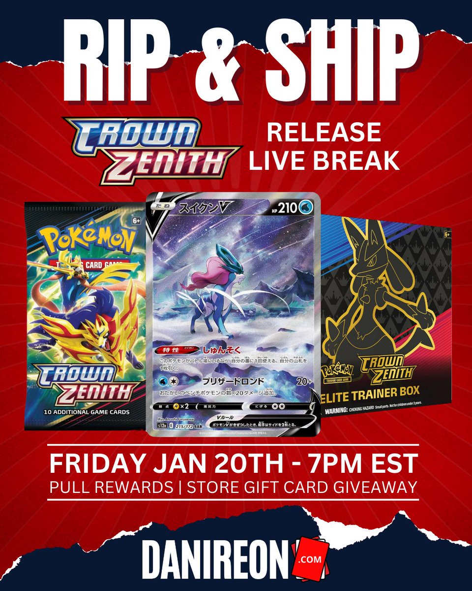 Join us tonight at 7pm EST as we open more than 350 packs of Crown Zenith for Community members! Link in bio to watch / participate!