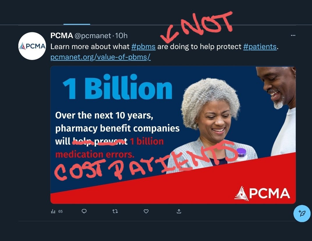 We took the liberty of updating the typos in PCMA's graphic
#TwitteRx #MedTwitter #StopPBMabuse #healthcare #patientsoverprofits