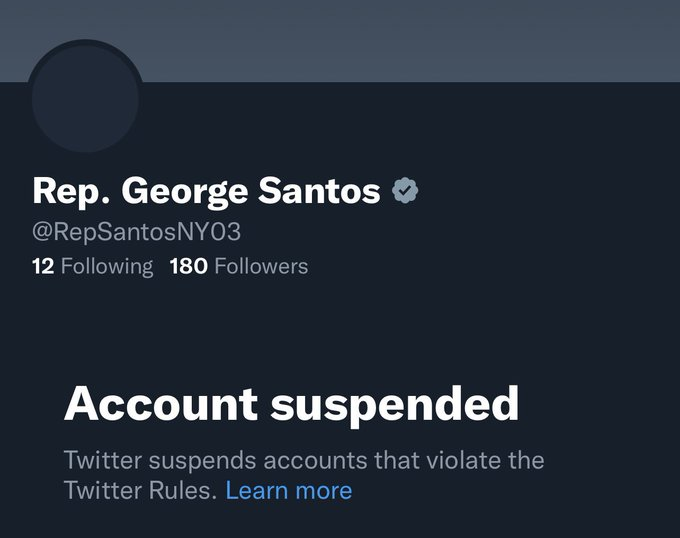 LMAO, Rep. George Santos' Twitter is SUSPENDED. 🤣🤣🤣