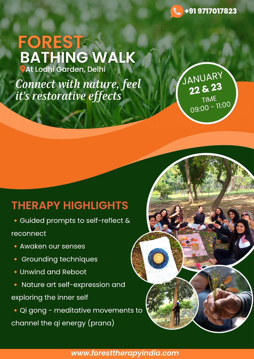 Sunday forest bathing walk at the Lodhi garden, Delhi 
6 spots only  foresttherapyindia.com/tickets.html

#SundayFunday #Delhiwalk #sundayevent #forestbathing