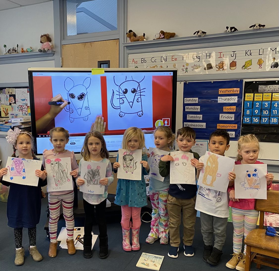 Friday’s are so fun! We watched the snow fall and practiced our “m” sound while drawing a mouse! <a href="/kpoissonbbc/">Kristen Poisson</a>