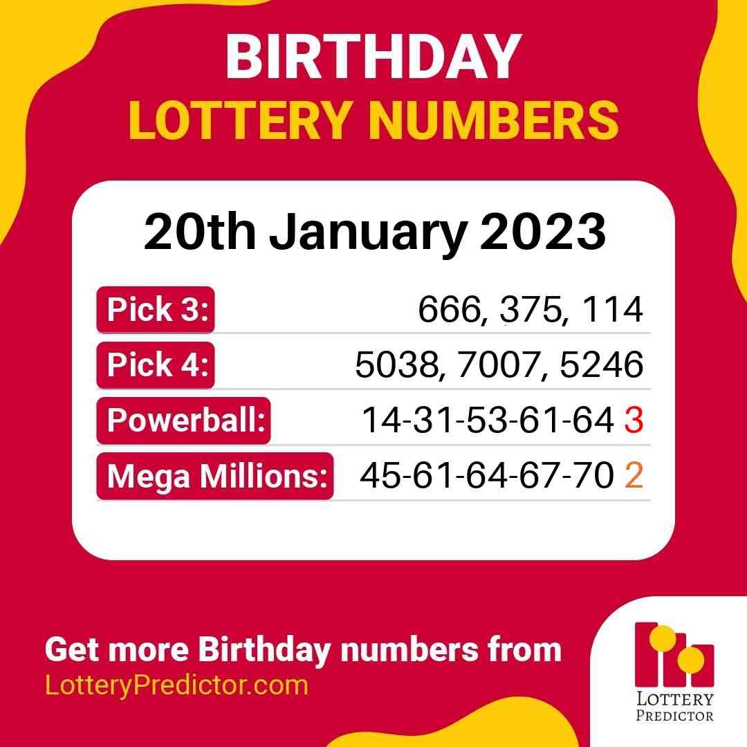 Birthday lottery numbers for Friday, 20th January 2023
#lottery #powerball #megamillions
https://t.co/AdP8shhdk4 https://t.co/dBaYVz9UXU