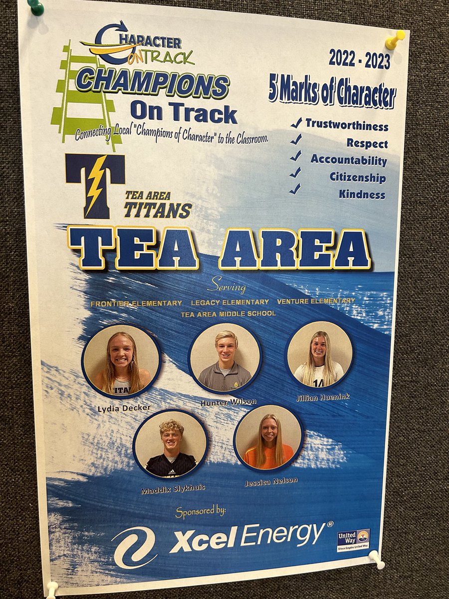 teatitans's tweet photo. You’re welcomed into the building by this poster - our representatives for Character on Track:  amazing group of leaders. https://t.co/N5Y1RY1WiX
