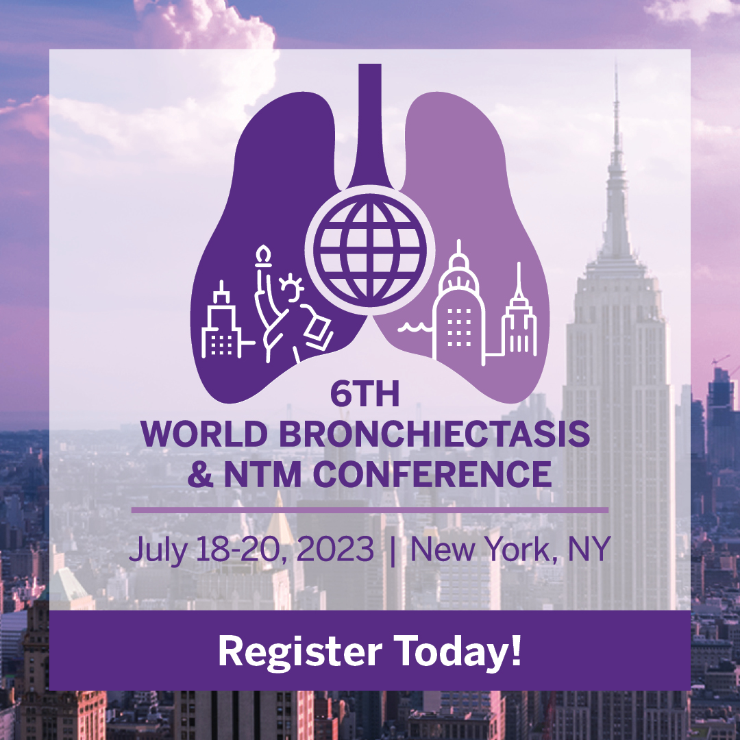 Registration is now open for the 6th World #Bronchiectasis & #NTM Conference this July in #NYC!🗽Join in-person or online for the latest updates from 40+ US/international experts: cvent.me/OrLrL3 🫁🩺#continuingmedicaleducation #callforabstracts #meded #showmethesputum