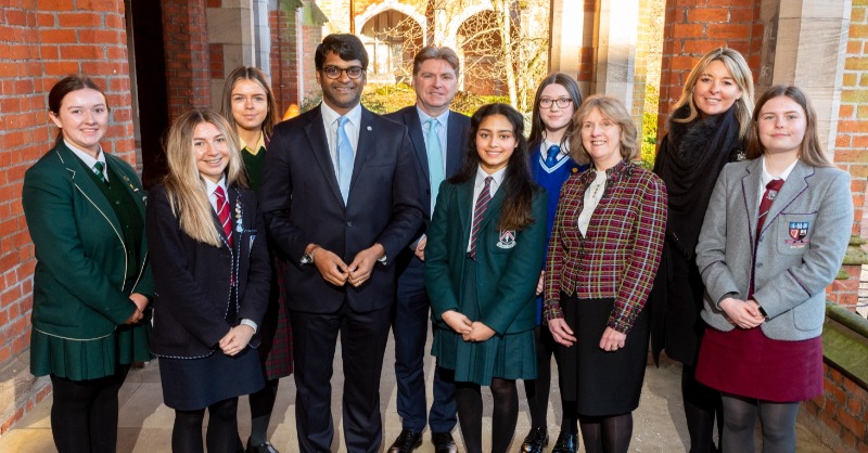 QUBelfast's tweet photo. We were delighted to welcome SistersIN to campus for a special event, where they heard from @USAinNI Consul General Paul Narain &amp; Prof Karen Morrison, @MHLSQUB Dean of Education.

The @SistersIN_HQ initiative enables, empowers and develops female pupils to become future leaders.