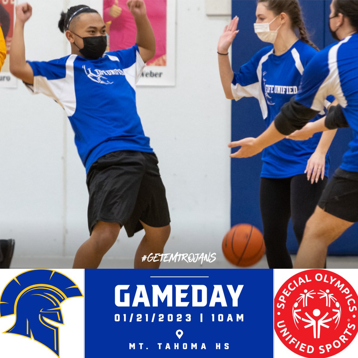 FifeHSAthletics's tweet photo. @FifeUnified gets their competitive season started tomorrow morning at 10am!  Head to Mt. Tahoma HS and see the Trojans in action!  New format means only the one game, don't miss it!!  #GetEmTrojans https://t.co/2kLj36vqeN