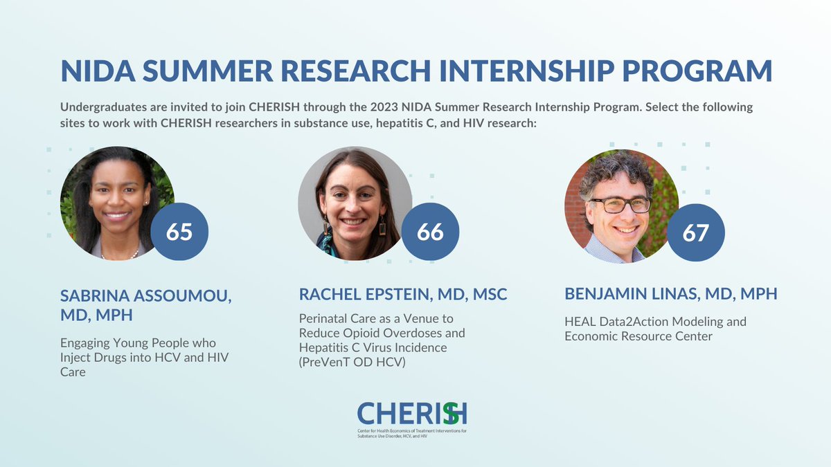 CHERISHresearch's tweet photo. Undergrads seeking to gain research experience can work with CHERISH through the NIDA Summer Research Internship Program. Interns contribute to data collection, manuscript preparation, &amp; more. Look for CHERISH researchers @WCMPopHealthSci &amp; @SyndemicsLab: https://t.co/OpVDOelDuC https://t.co/Q3FVMj4dZU