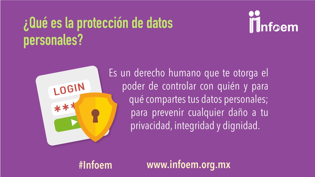 Infoem's tweet photo. 🔏 ¿Te has preguntado cuál es la facultad que tienes de controlar con quién y para qué compartes tus #DatosPersonales?
#DIPDP2023 #YoCuidoMisDatos🛡️ https://t.co/mz41VZx34B