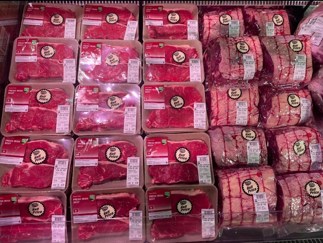 WOW 😯

HALF PRICE ‼️‼️

Striploin Steak &amp; Roasts 🤠🔪

 (While stocks last)
#NowThatsRealValue #Killaloe #Ballina #QueallysSupervalu