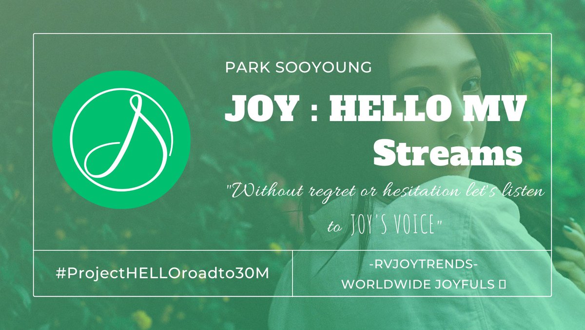 rvjoytrends's tweet photo. [ATTENTION 💚]

To anyone streaming #HELLOmv by #JOY please feel free to REPLY HERE your streaming entry with: 

✅️ MV SCREENSHOT,
✅️ THOUGHTS on MV, and
✅️ PRAISES for JOY's VOICE 

Including the hashtags
#ProjectHELLOroadto30M #조이 #PARKSOOYOUNG #RedVelvet @RVsmtown https://t.co/e7khTqbBA8