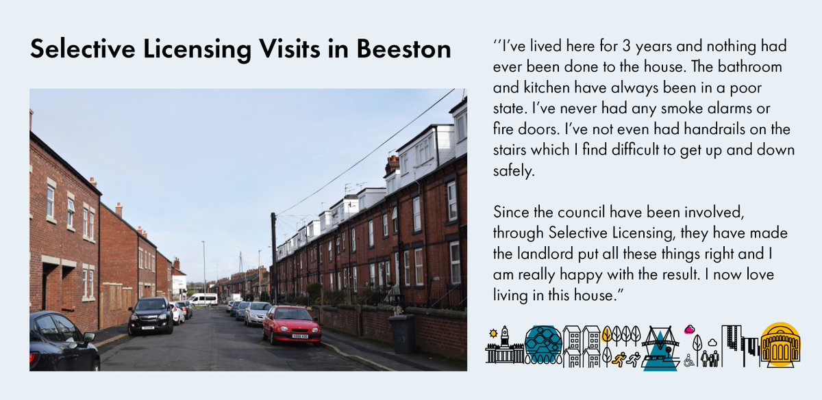 LeedsPRSHousing's tweet photo. #SelectiveLicensing visits to privately rented homes in #Beeston &amp; #Harehills help us support tenants to improve their homes by working with them and their landlords.  Hear from a satisfied #Beeston tenant below.  Please find out more👉 https://t.co/bpYsGkJjQL #Leeds #Housing https://t.co/UDQhIctfaN