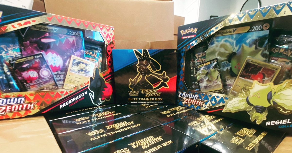 CorgoCards's tweet photo. Crown Zenith has arrived! 🤌Stop on by https://t.co/i1Ru3ay3it at 7pm EST later tonight! #pokemontcg #crownzenith #twitch #livebreaks #pokemoncards https://t.co/Wg9m1hY87g