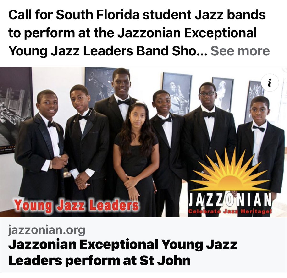 Call for South Florida student Jazz bands to perform at the Jazzonian Exceptional Young Jazz Leaders Band Showcase  jazzonian.org/youngjazzleade… #miamijazz #jazzmusic #jazzonian #miamilife #miami #miamidade #dadeschools