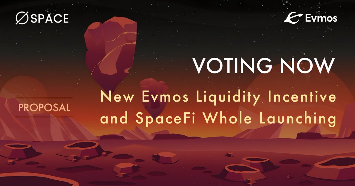 spacefi_io's tweet photo. The proposal📜 New #Evmos Liquidity Incentive and SpaceFi whole launching is Live for Voting!
https://t.co/oJYOTZCrte

In the past 3 weeks, we've been discussing with community to optimize it, which isn't perfect but new attempts: concentrated liquidity, LP Bond, xEVMOS… #Cosmos https://t.co/A0jZIwkbXV