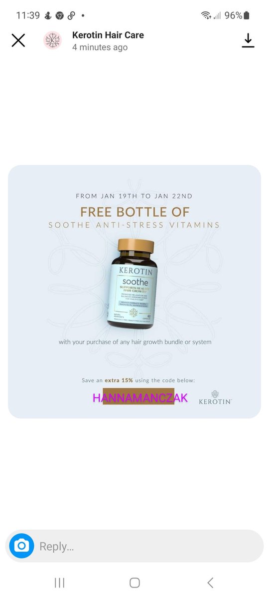 Hanna Manczak (@hannamanczak) on Twitter photo Hello everyone!
There is a promotion happening until Sunday the 22nd on hair product
<a href="/KerotinHairCare/">KerotinHairCare</a>
My 15% discount coupon: HANNAMANCZAK works on top of it, so don't forget to use it!
HAPPY 🛍 SHOPPING
#kerotinhaircare
#kerotin
#kerotinhairproducts
#soothevitamins
#freegift Hello everyone!
There is a promotion happening until Sunday the 22nd on hair product
<a href="/KerotinHairCare/">KerotinHairCare</a>
My 15% discount coupon: HANNAMANCZAK works on top of it, so don't forget to use it!
HAPPY 🛍 SHOPPING
#kerotinhaircare
#kerotin
#kerotinhairproducts
#soothevitamins
#freegift