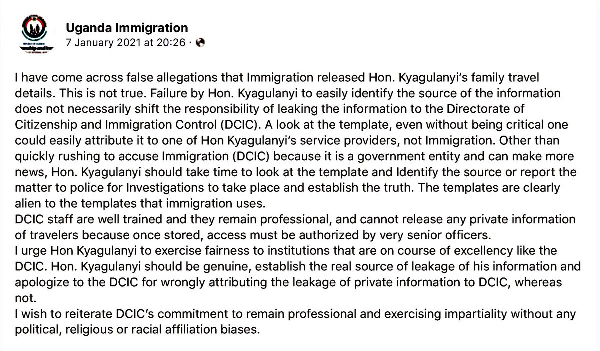 EvaNyanzi's tweet image. RE: #EntebbeAirport

It is recalled that, nearing the Jan 2021 polls, an airport/airline staff member violated privacy laws by leaking confidential travel details of minors i.e the children of @HEBobiwine and @BarbieItungoK, who had received threats to cause physical harm to them