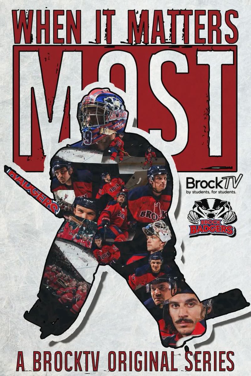 Brock Men’s Hockey Documentary #WhenItMattersMost releases today at 1PM. 

I’ll be posting the link right here at 1PM for all of you to enjoy.

Stay tuned…

@BrockMensHockey 
@brocktv
@brockbadgers
@OUAsport 
@tjmanastersky
@jaredmarino26