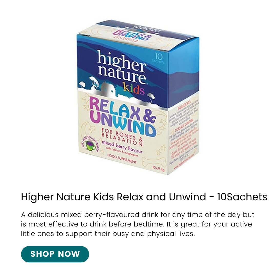 Higher Nature Kids Relax and Unwind - 10Sachets Higher Nature Kids Relax & Unwind is a delicious mixed berry-flavoured drink for any time of the day but is most effective to drink before bedtime. It is great for your active little ones to support their busy and physical lives.