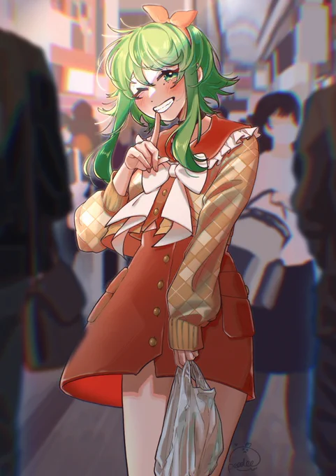 しーっ、内緒だよ#GUMIイラストコンテスト2023 #GUMI 