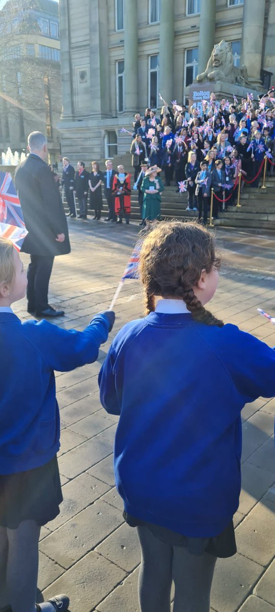 What a fantastic day and experience for some of our children. We were lucky enough to be chosen to greet the King on his arrival at the Town hall. The children got to shake his hand and talk to him. As always, the children were great ambassadors for our school. #royalvisitbolton