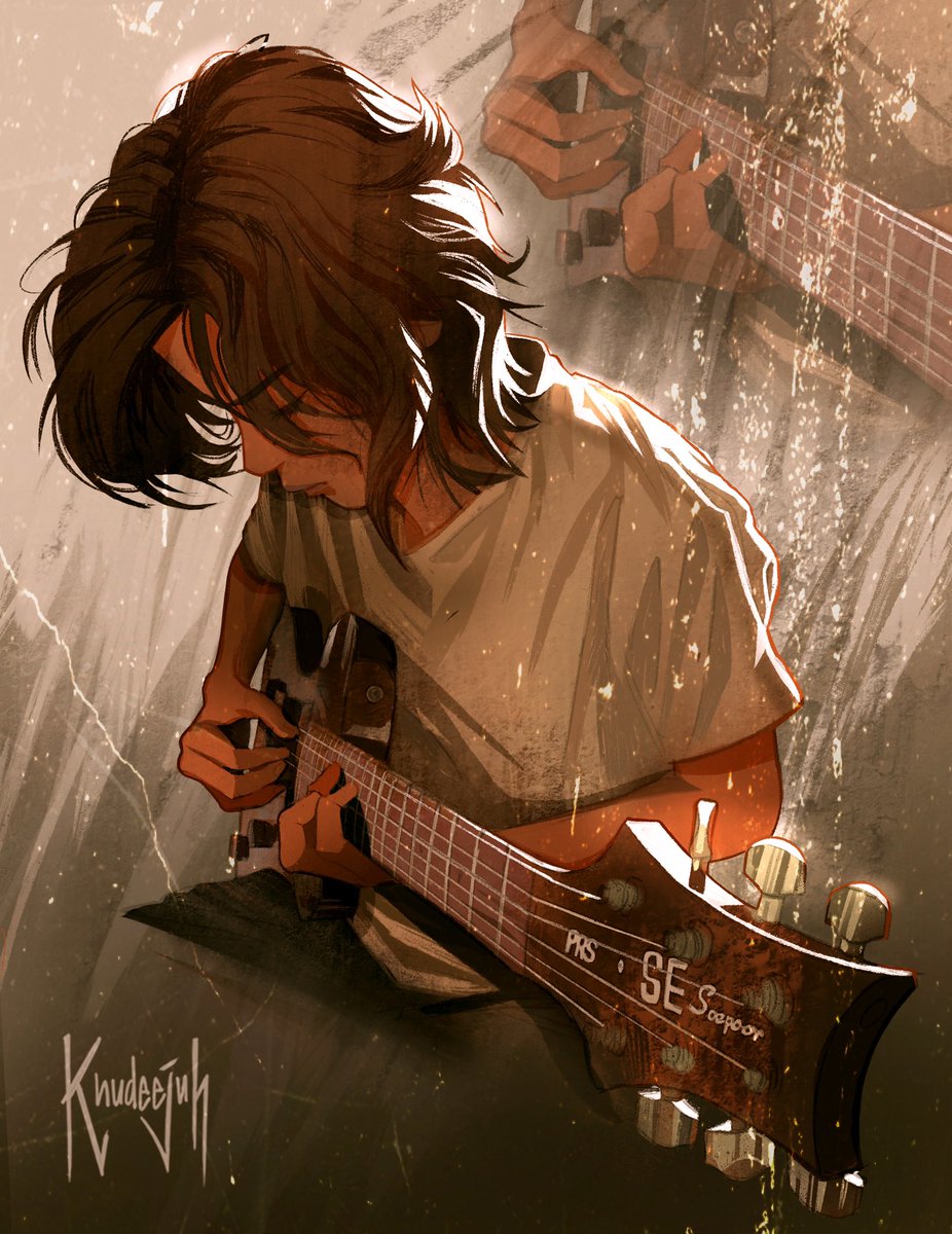 「She plays guitar 」|Khadiのイラスト