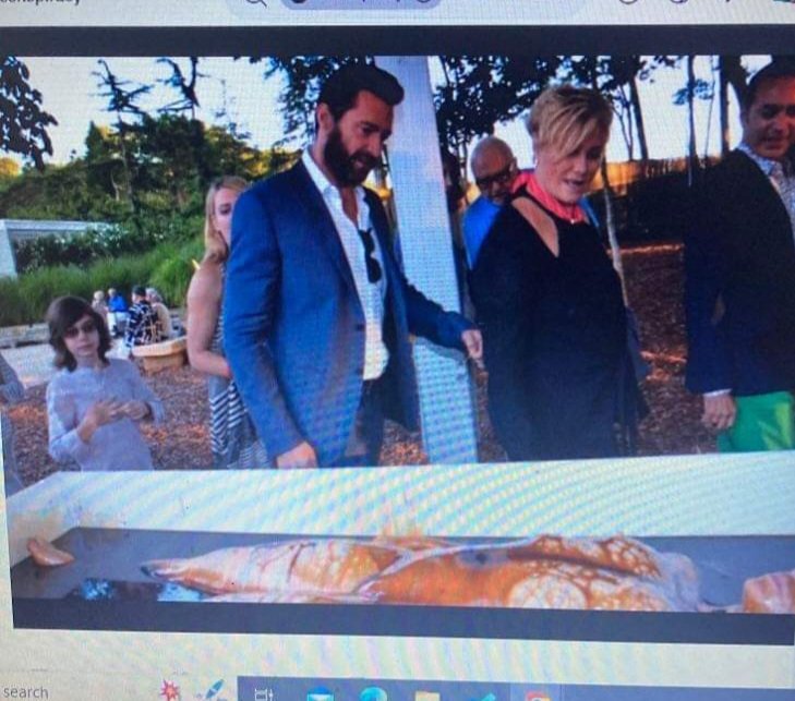 Hugh Jackman&his lovely wife, Debra, attending spirit cooking event. I'm told this was with Marina Abromovic & Lady Gaga. Note the kid in the background. They r spearheading the fast-track adoptions in Oz. She's the face of Orphan Angels & AdoptChange. Very dodgey.