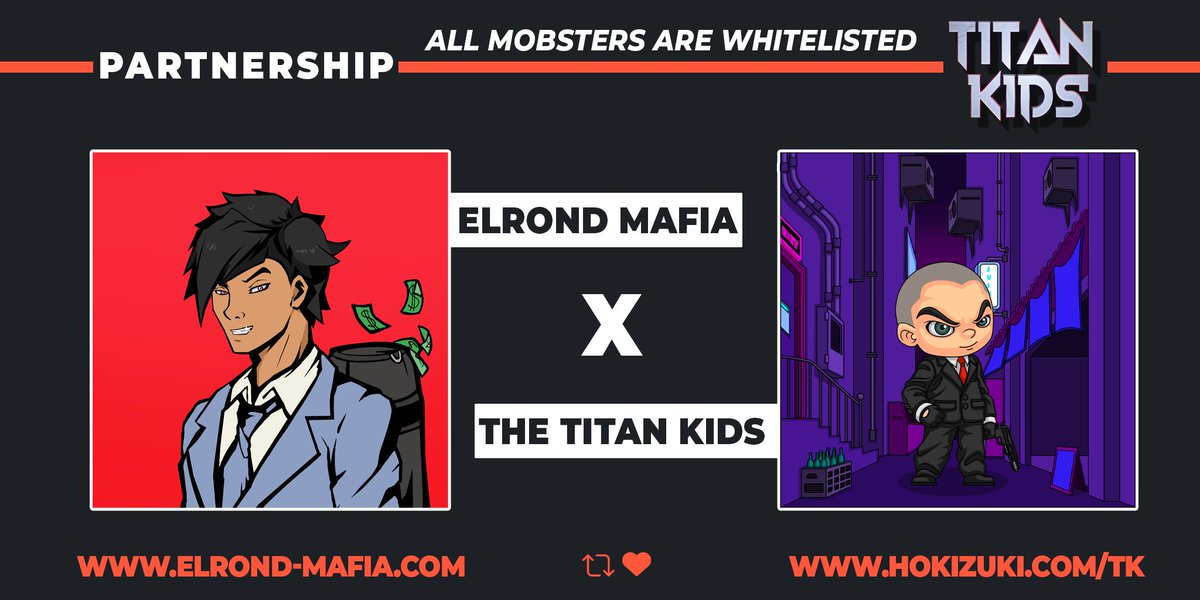 The Mobsters (@Elrond_Mafia) have been whitelisted to mint a Titan and participate in our #SideQuests &amp; #Challenges. 

🔗Mint here: frameit.gg/marketplace/TT…

🎁Live quests:
💰1.5 EGLD bounty on SPIRIT skins (9 left);
💰5+ EGLD in CS AIM master;
💰6 EGLD in SWEEP the floor.
