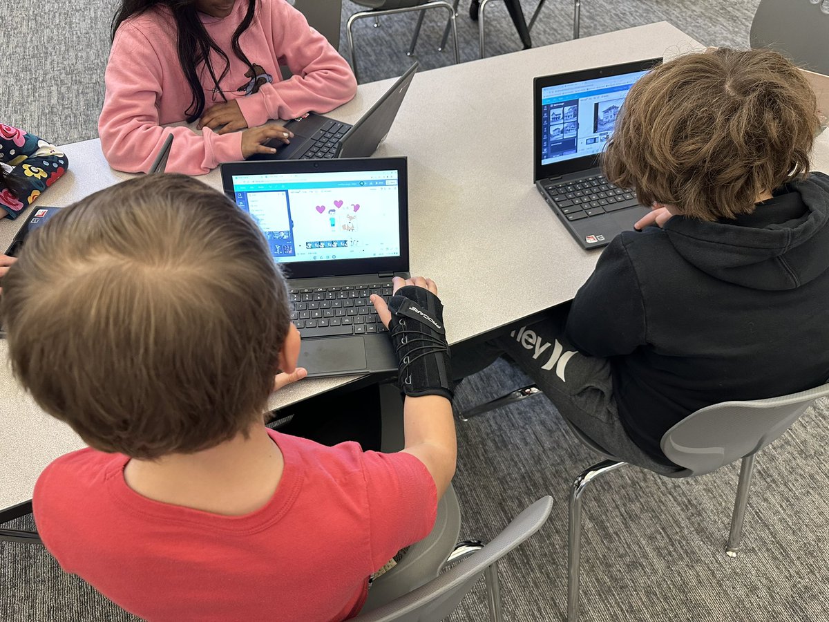 In the library today, a few of our <a href="/GoshenHillcrest/">Goshen Elementary at Hillcrest</a> 5th graders are creating trailers for their favorite books! They’re loving all of the creative features <a href="/canva/">Canva</a> provides! #VictoryInTheClassroom #GoshenReads