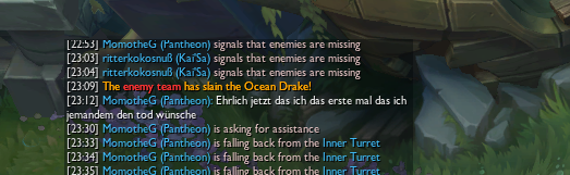 TheGamerDennis's tweet photo. @RiotSupportDACH Wie kann es sein das die automatische "offensive language" Erkennung alles gnadenlos mutet aber sowas nicht xD https://t.co/iGvriUqBsc