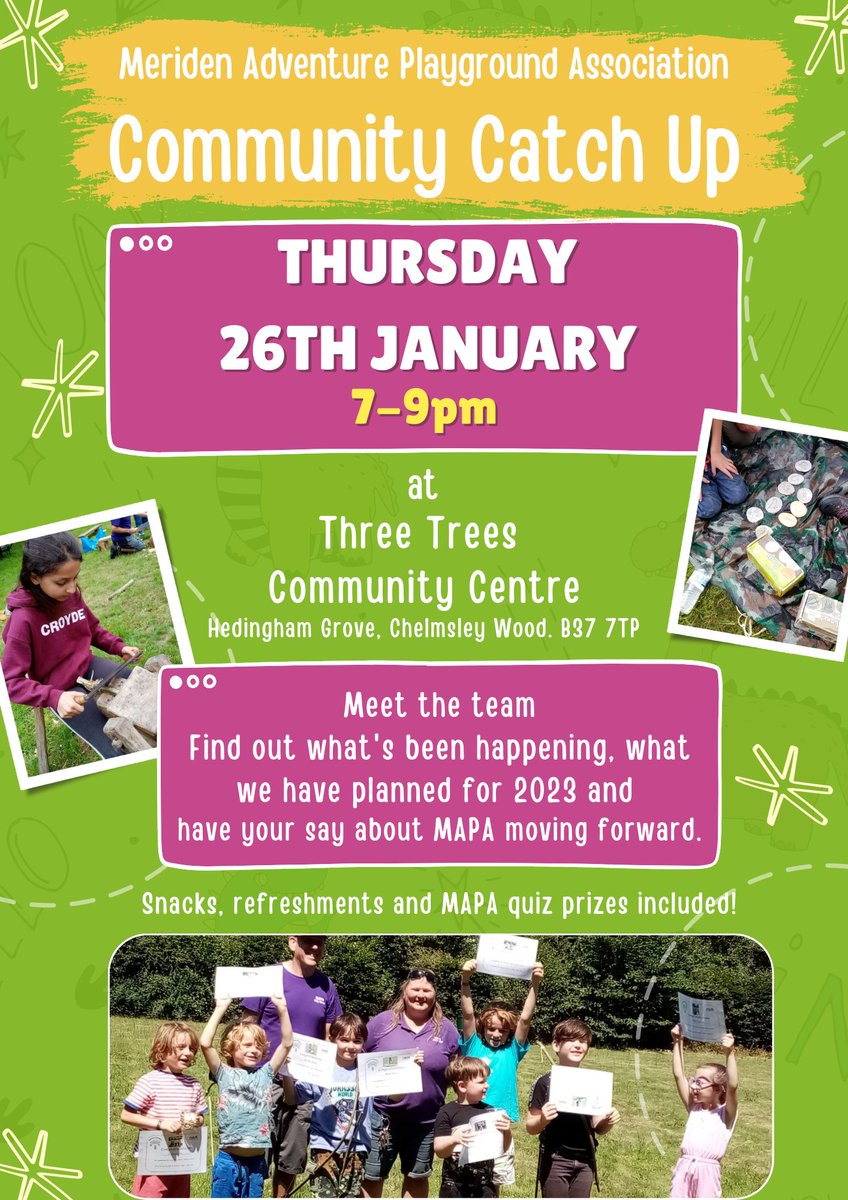 MeridenAPG's tweet image. Meet the team and share your thoughts at our Community Catch up. We start at 7pm at Three Trees Community Centre Hedingham Grove, B37 7TP.

To be in with a chance to win on MAPA bingo, please allow enough time to wander round and chat to the team.