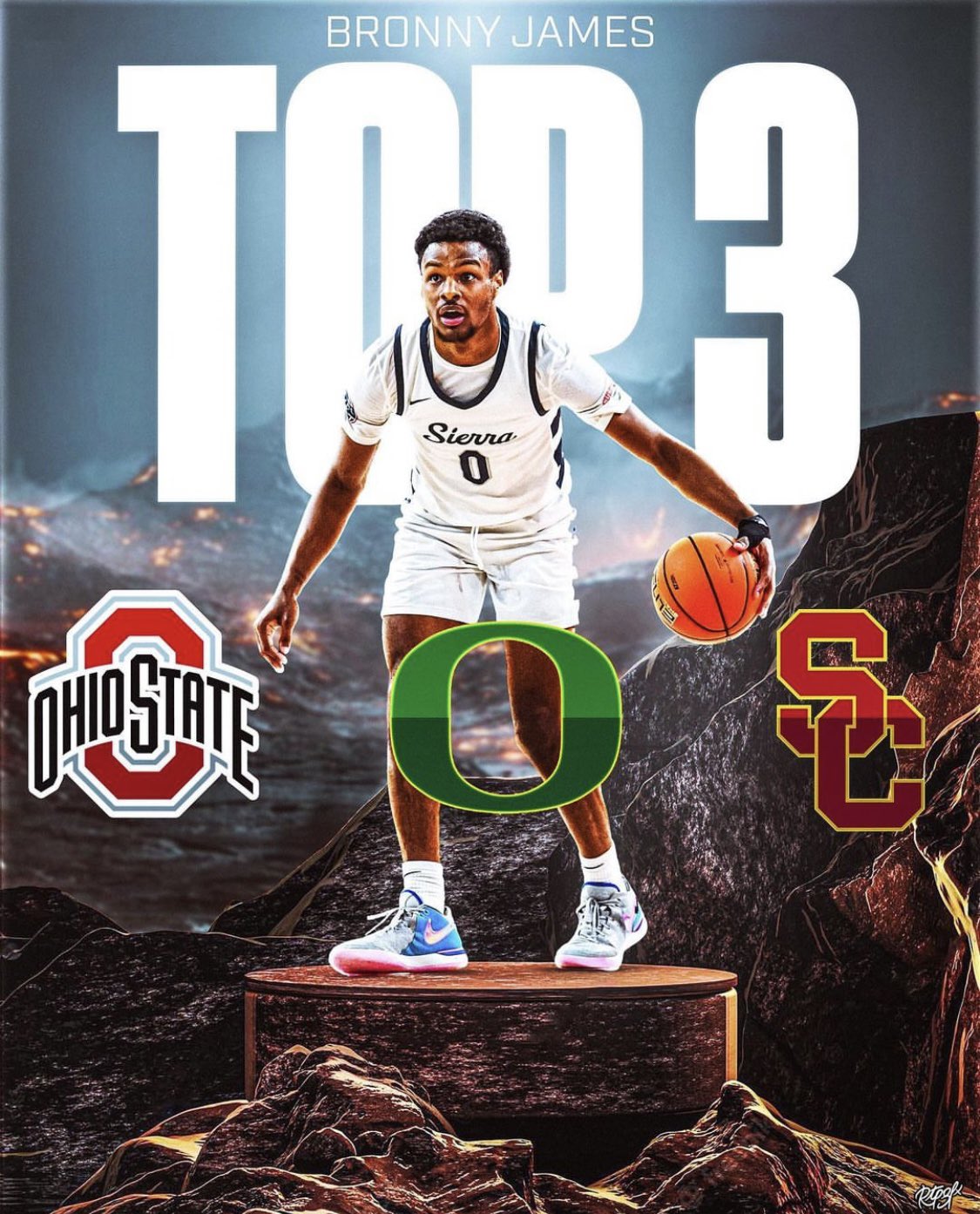Bronny James to choose between Ohio State, Oregon and USC