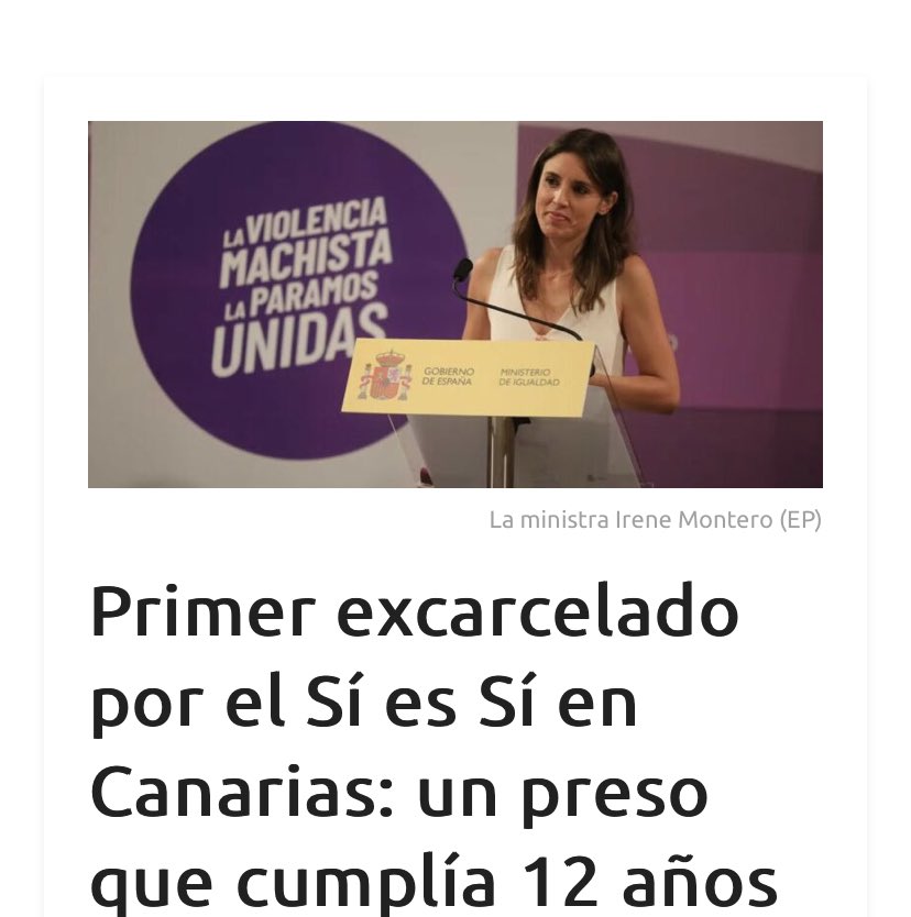 ppdecanarias's tweet photo. ❌Efectivamente, “cumplía”  porque ya no los va a cumplir gracias a la Ley del Sí es Sí de Podemos 

‼️Lo repetiremos las veces que haga falta: Sánchez, por las víctimas, rectificación Sí o Sí.

#NoEsUnChiste 

👉🏻Info: https://t.co/vzEEoXkH2z https://t.co/zrhf5U7Ezn