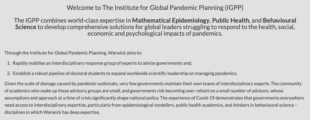 Warwick Uni SBIDER (@warwicksbider) on Twitter photo 🚨 PhD alert 🚨
<a href="/warwickuni/">University of Warwick</a> Institute for Global Pandemic Planning (<a href="/igpp_warwick/">Warwick IGPP</a>) is recruiting the next #PhD intake!
Four-year fully funded programme in mathematical #epidemiology, #PublicHealth & #BehaviouralScience. #EpiTwitter
Deadline: 06 Feb 2023
warwick.ac.uk/fac/cross_fac/… 🚨 PhD alert 🚨
<a href="/warwickuni/">University of Warwick</a> Institute for Global Pandemic Planning (<a href="/igpp_warwick/">Warwick IGPP</a>) is recruiting the next #PhD intake!
Four-year fully funded programme in mathematical #epidemiology, #PublicHealth & #BehaviouralScience. #EpiTwitter
Deadline: 06 Feb 2023
warwick.ac.uk/fac/cross_fac/…