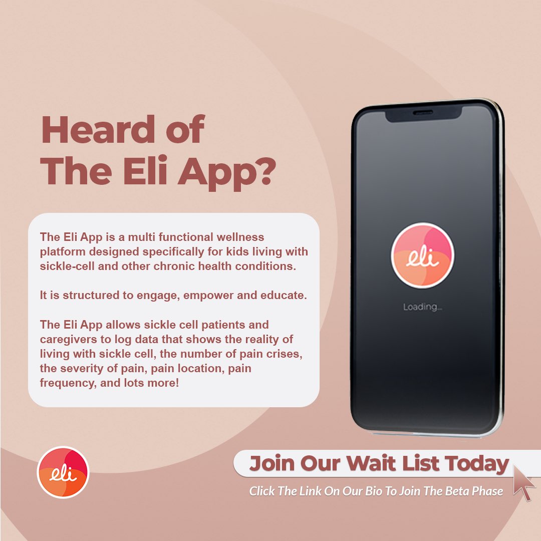 Heard of the Eli App?

The Eli App is a multi functional wellness platform, designed specifically for kids living with chronic health conditions.

It is structured to engage, empower and educate.

#TheEliApp #StopThePain #TechMeetsHealth #HealthMeetsTech #SickleCellApp #Health