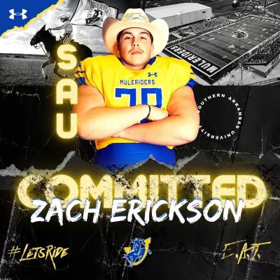 Zachary Erickson (@zacher1cks0n) on Twitter photo Excited to announce I’ll be committing to Southern Arkansas to further my academic and athletic career! Thank you to <a href="/CoachPond53/">Coach Pond</a> & <a href="/CoachBradSmiley/">Brad Smiley</a> for this opportunity! Excited to announce I’ll be committing to Southern Arkansas to further my academic and athletic career! Thank you to <a href="/CoachPond53/">Coach Pond</a> & <a href="/CoachBradSmiley/">Brad Smiley</a> for this opportunity!
