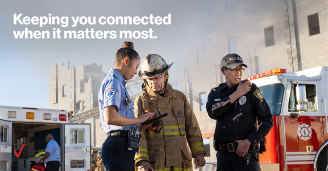 On the front lines, staying connected is crucial. Our solutions help give first responders #connectivity they can rely on during emergencies. <a href="/vzfrontline/">Verizon Frontline</a> #VTeam #firstresponder #EMS #firefighter #Police #guardian #iamvz bit.ly/3iXI5fN
