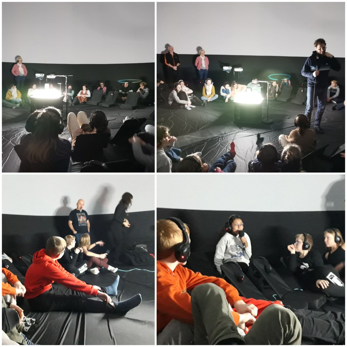 JRacineCollege's tweet photo. Poursuite du jumelage avec @Snat61 pour nos 6B et 6C qui participent à la création du spectacle immersif #Drift . Ils ont pu voir les 1ères  minutes sous un dôme "spatial ". Puis  leurs voix chuchotėes,  abordant des questions,  des réflexions sur ce voyage ont été enregistrées. https://t.co/6l6F6Cof8B