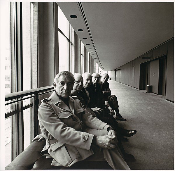 Leonard Bernstein, Virgil Thompson, Walter Piston, Aaron Copland &amp; William Schuman
📷 Bruce Davidson, 1970
<a href="/metmuseum/">The Metropolitan Museum of Art</a>
Davidson moved his subjects around for different versions of this shot, but Piston always ended up in the middle.
This may be a metaphor.