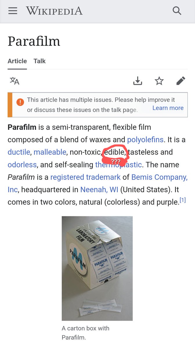 Kylomonas's tweet photo. @ParafilmM It is edible after all... https://t.co/fmmM6HuqU3